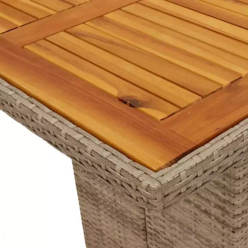 vidaXL Ensemble de salle à manger d'extérieur 7 pièces avec coussins en résine tressée beige - Table en bois d'acacia, sièges rembourrés pour jardin, terrasse, arrière-cour