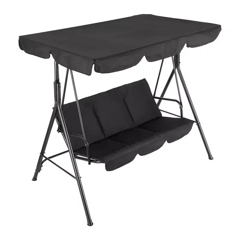 3 Seater Patio Swing Chair - Breathable Fabric Seat and Back, Adjustable Canopy and Armrests, Outdoor Porch Hanging for Patio, Backyard