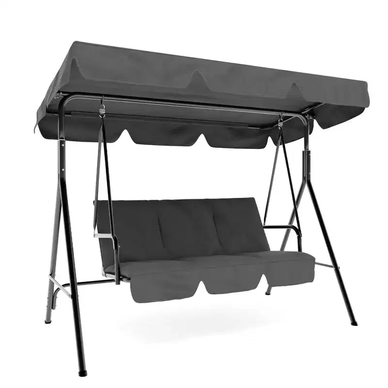 3 Seater Patio Swing Chair - Breathable Fabric Seat and Back, Adjustable Canopy and Armrests, Outdoor Porch Hanging for Patio, Backyard