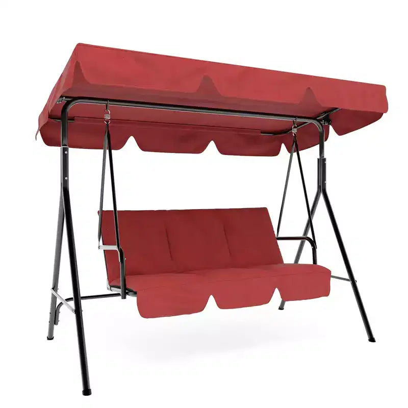 3 Seater Patio Swing Chair - Breathable Fabric Seat and Back, Adjustable Canopy and Armrests, Outdoor Porch Hanging for Patio, Backyard