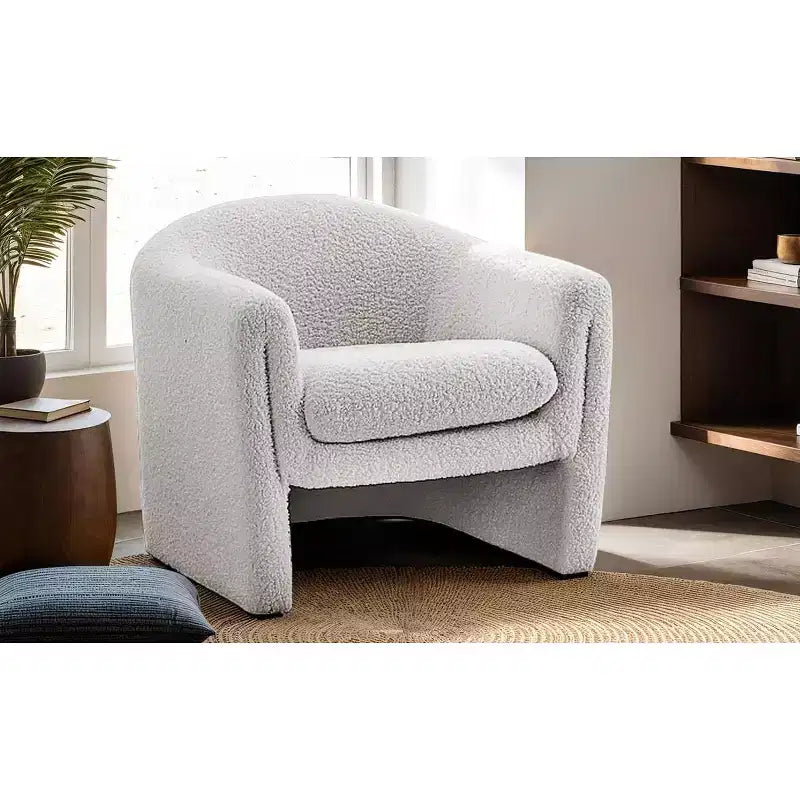 GDFStudio Gilmanton, fauteuil d'appoint moderne en bouclé en forme de U avec accoudoirs incurvés
