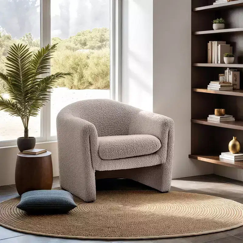 GDFStudio Gilmanton Modern U-Shaped Boucl Upholstered Accent Chair with Curved Arms