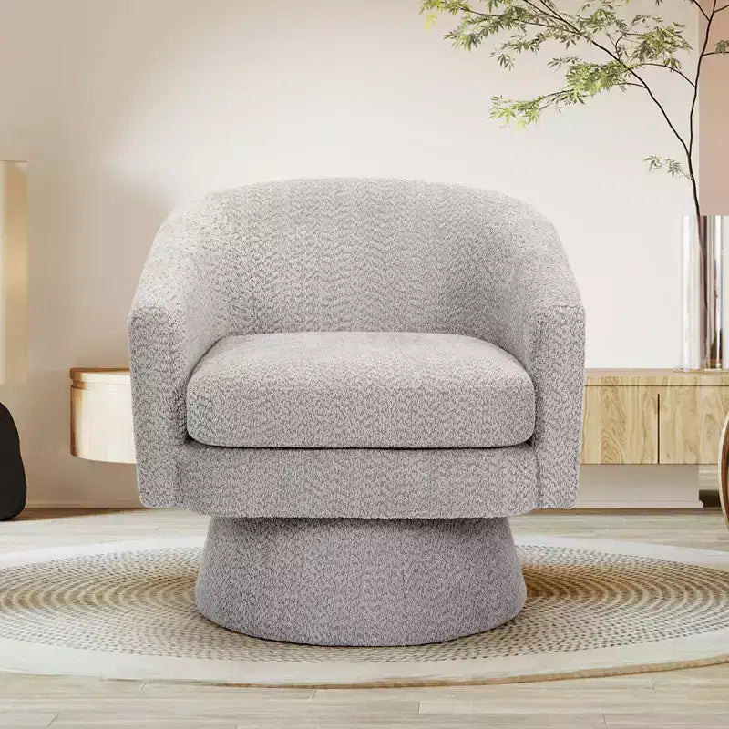 27,56 Fauteuil d'appoint pivotant moderne avec accoudoirs, fauteuil club 360 en chenille avec coussin moelleux, canapé simple rond pour salon, chambre, bureau