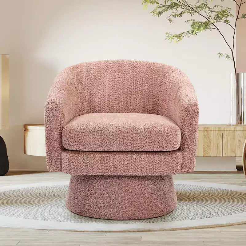 27,56 Fauteuil d'appoint pivotant moderne avec accoudoirs, fauteuil club 360 en chenille avec coussin moelleux, canapé simple rond pour salon, chambre, bureau