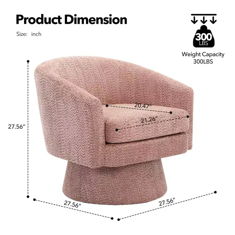 27,56 Fauteuil d'appoint pivotant moderne avec accoudoirs, fauteuil club 360 en chenille avec coussin moelleux, canapé simple rond pour salon, chambre, bureau