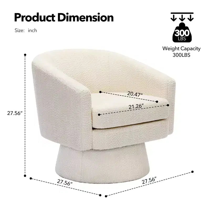 27,56 Fauteuil d'appoint pivotant moderne avec accoudoirs, fauteuil club 360 en chenille avec coussin moelleux, canapé simple rond pour salon, chambre, bureau