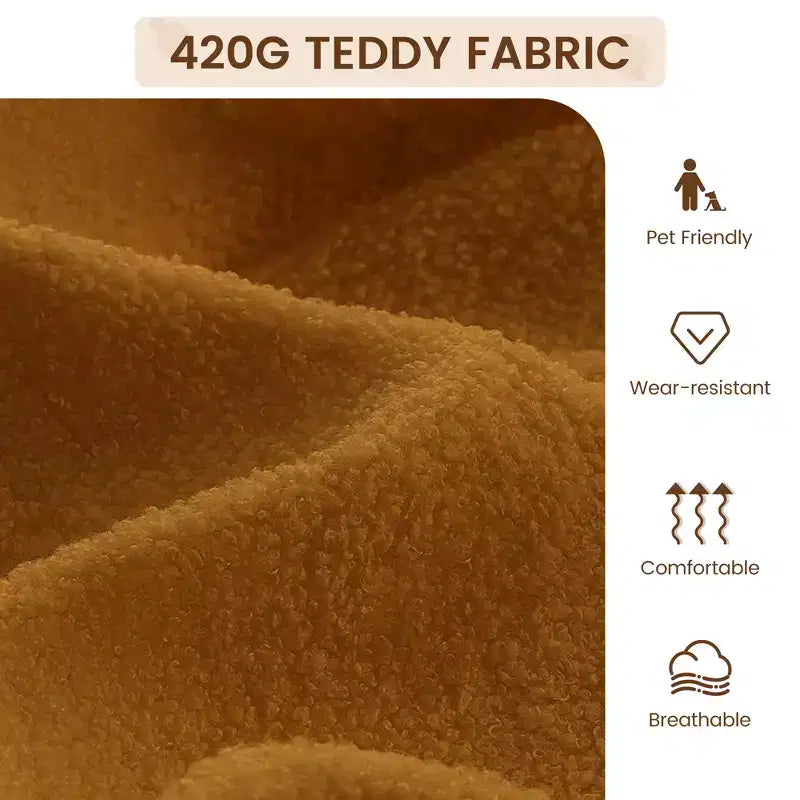 Modern Accent Chair, Cozy Reading Chair Upholstered in Plush 420g Fabric, with Spring Foam Cushion, for Bedroom and Living Room, Brown