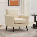 CuisinSmart Living Room Upholstered Armchair, Modern Upholstered Fabric Accent Armchair with Wood Legs&Thicker Seat Cushion for Bedroom Office
