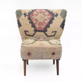 HomeRoots 26 Beige Blue and Red Jute Southwestern Wingback Chair