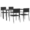 vidaXL Garden Dining Set Black Steel, PE Rattan Standard Stackable - Black 63 Table Length 4 Items
