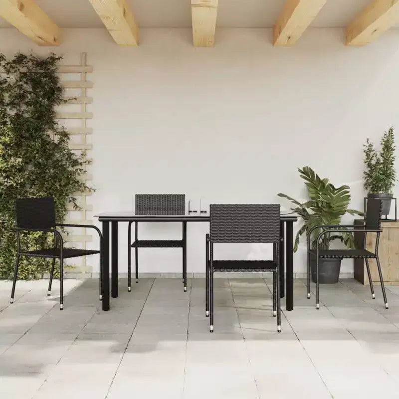 vidaXL Salon de jardin en rotin PE et acier, noir, empilable standard – Noir 63 Table 4 articles