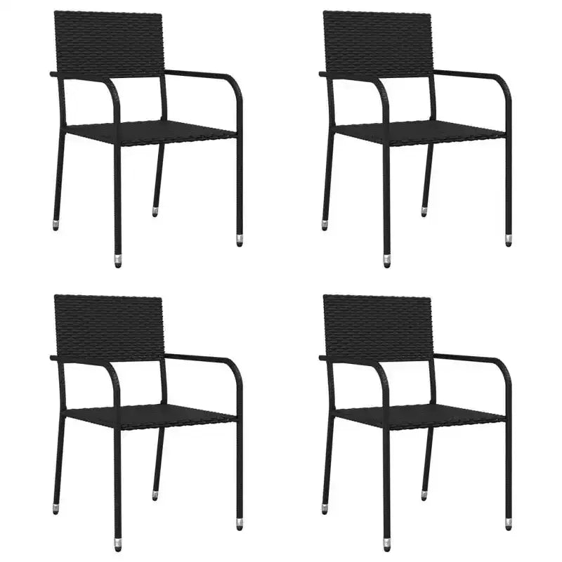 vidaXL Salon de jardin en rotin PE et acier, noir, empilable standard – Noir 63 Table 4 articles