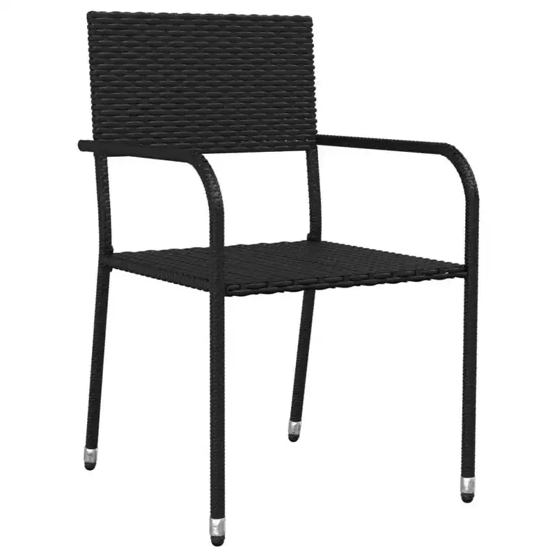 vidaXL Salon de jardin en rotin PE et acier, noir, empilable standard – Noir 63 Table 4 articles