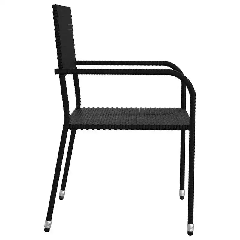 vidaXL Salon de jardin en rotin PE et acier, noir, empilable standard – Noir 63 Table 4 articles