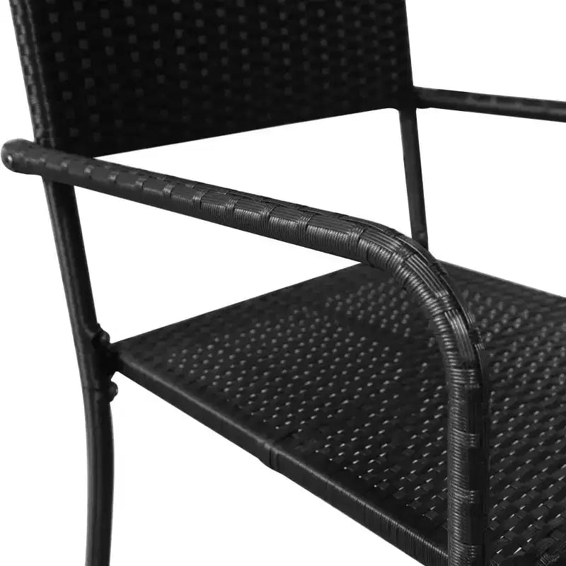 vidaXL Salon de jardin en rotin PE et acier, noir, empilable standard – Noir 63 Table 4 articles