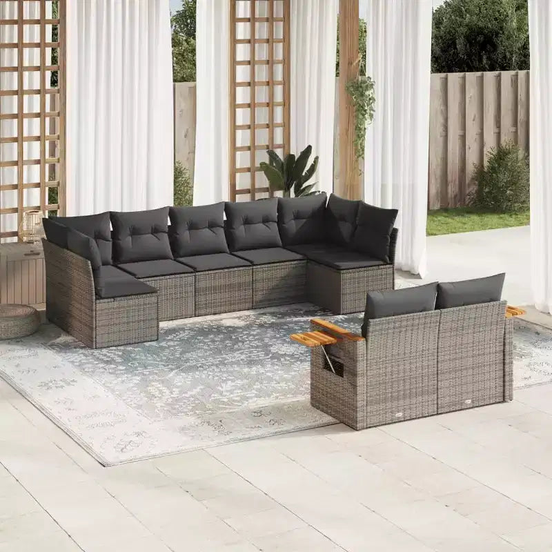 vidaXL Salon de jardin gris, gris foncé