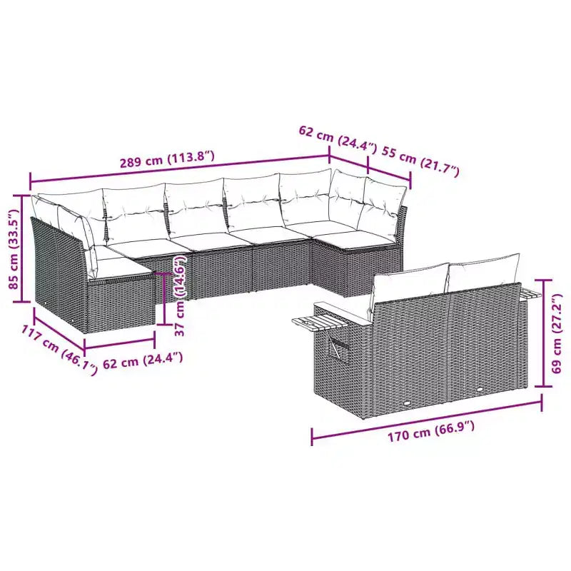 vidaXL Salon de jardin gris, gris foncé