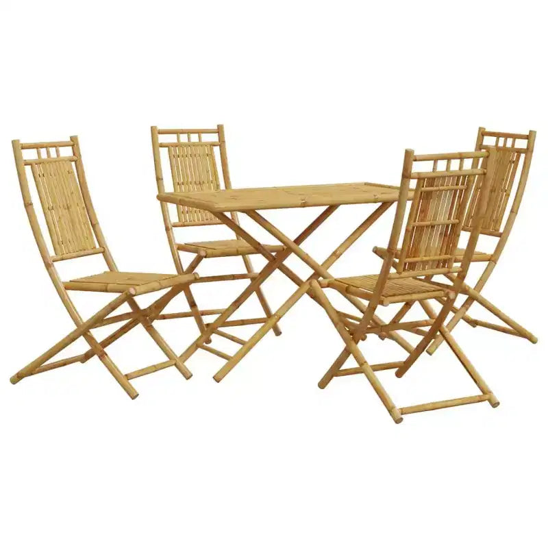 vidaXL Bamboo Patio Dining Set - 5 Piece Foldable Outdoor Garden Table and Chair Furniture - 43.3 x 21.7 Table - Waterproof - Durable
