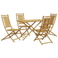 vidaXL Bamboo Patio Dining Set - 5 Piece Foldable Outdoor Garden Table and Chair Furniture - 43.3 x 21.7 Table - Waterproof - Durable