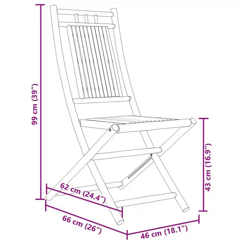 vidaXL Ensemble de salle à manger de jardin en bambou - 5 pièces, table et chaises de jardin pliables - Table 110 x 55 cm - Étanche - Durable