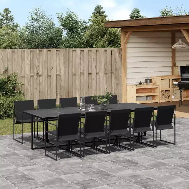 vidaXL Ensemble de salle à manger de jardin Table et chaises Meubles d'extérieur Tissu textilène Noir