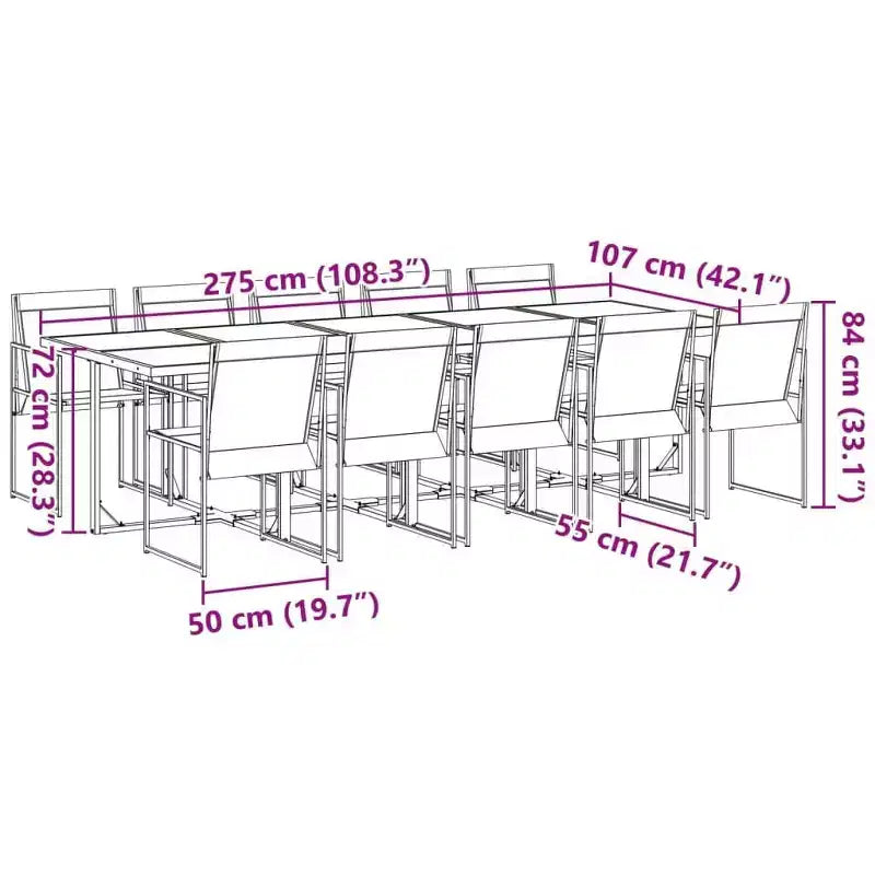 vidaXL Ensemble de salle à manger de jardin Table et chaises Meubles d'extérieur Tissu textilène Noir