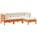 vidaXL 4 Piece Patio Sofa Set with Cushions - Wax Brown