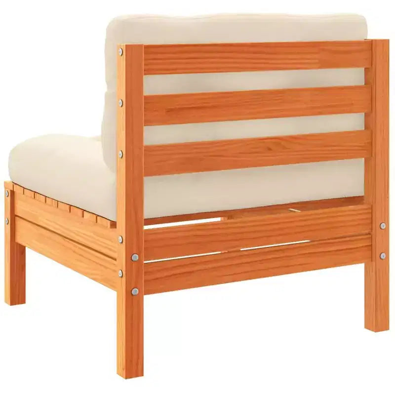 vidaXL Ensemble de canapés de jardin Marron cire, crème Bois de pin massif, Tissu Oxford