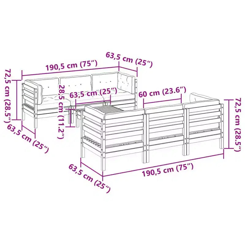 vidaXL Ensemble de canapés de jardin Marron cire, crème Bois de pin massif, Tissu Oxford