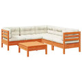 vidaXL Garden Sofa Set Wax brown Solid pine wood, Oxford fabric, PP cotton