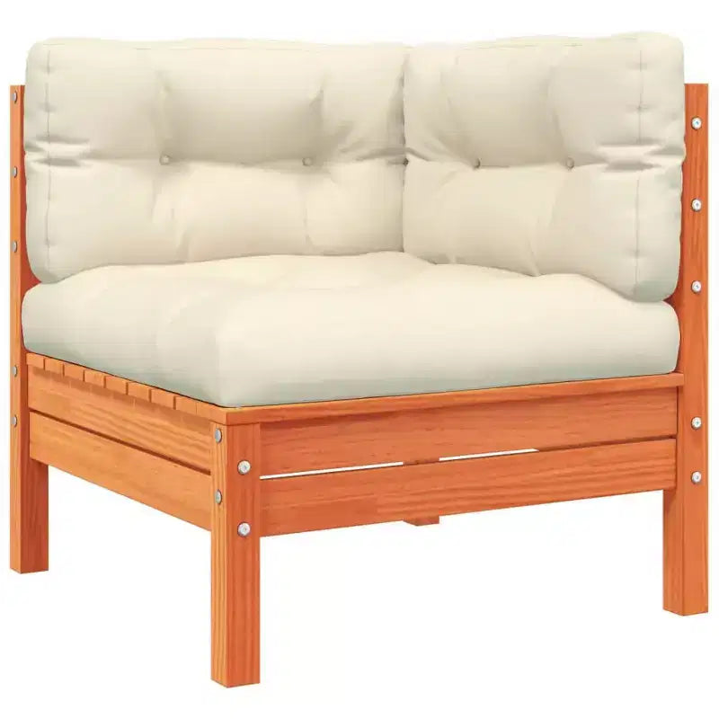 vidaXL Salon de jardin Marron cire Bois de pin massif, Tissu Oxford, Coton PP