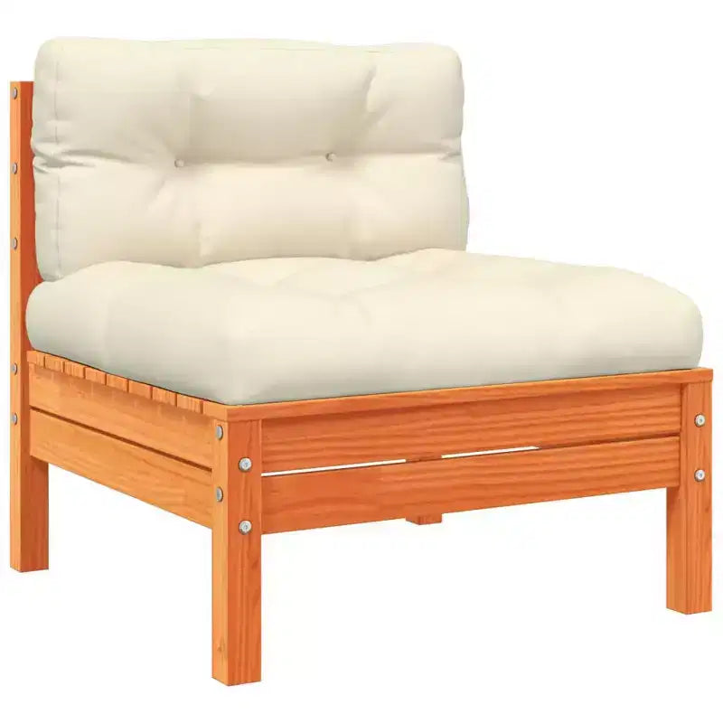 vidaXL Salon de jardin Marron cire Bois de pin massif, Tissu Oxford, Coton PP