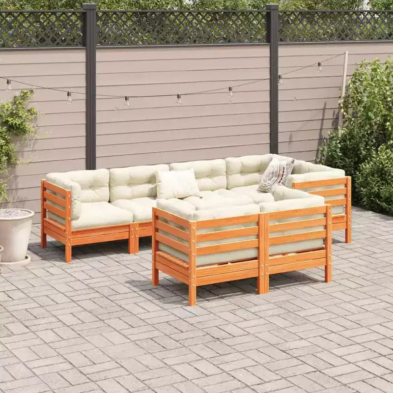 vidaXL Salon de jardin 7 pcs Marron miel Bois de pin massif Nombreuses places assises