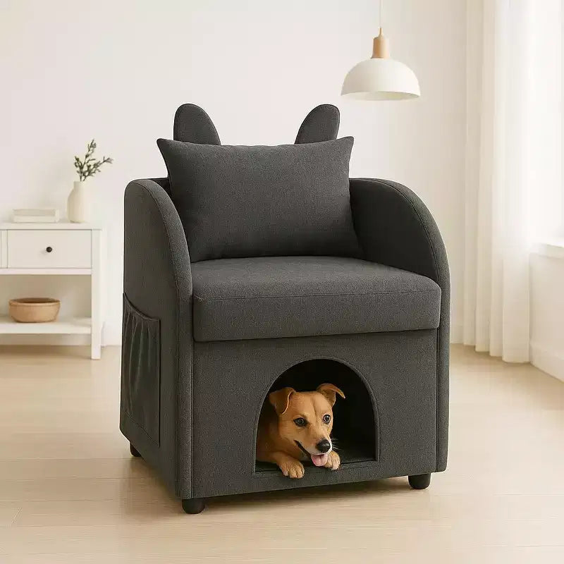 Fauteuil Okak en forme d'oreille de lapin, avec cachette intégrée pour chats et chiens, canapé-lit simple pour animaux de compagnie, pour chambre à coucher et salon.