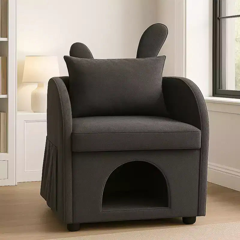 Fauteuil Okak en forme d'oreille de lapin, avec cachette intégrée pour chats et chiens, canapé-lit simple pour animaux de compagnie, pour chambre à coucher et salon.