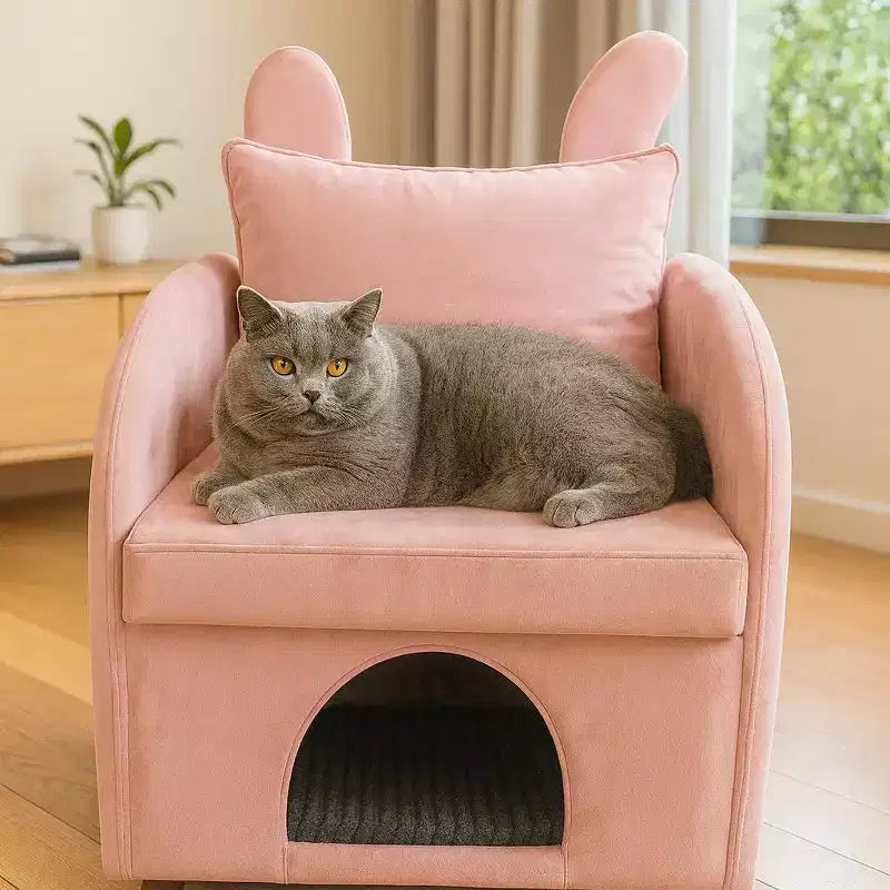 Fauteuil Okak en forme d'oreille de lapin, avec cachette intégrée pour chats et chiens, canapé-lit simple pour animaux de compagnie, pour chambre à coucher et salon.