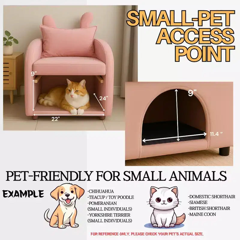 Fauteuil Okak en forme d'oreille de lapin, avec cachette intégrée pour chats et chiens, canapé-lit simple pour animaux de compagnie, pour chambre à coucher et salon.