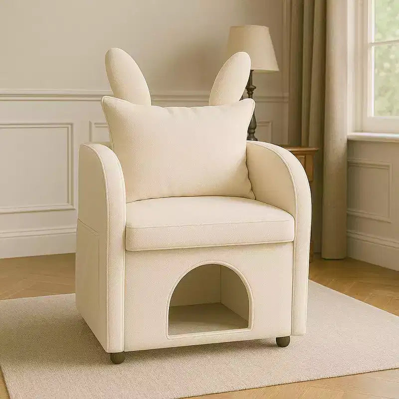 Fauteuil Okak en forme d'oreille de lapin, avec cachette intégrée pour chats et chiens, canapé-lit simple pour animaux de compagnie, pour chambre à coucher et salon.