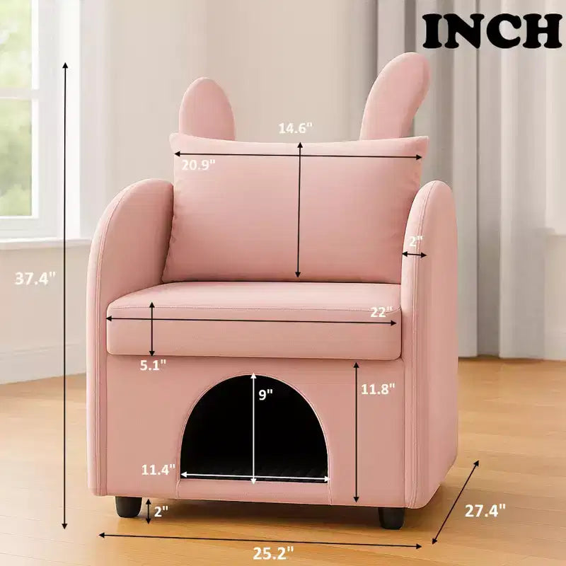 Fauteuil Okak en forme d'oreille de lapin, avec cachette intégrée pour chats et chiens, canapé-lit simple pour animaux de compagnie, pour chambre à coucher et salon.