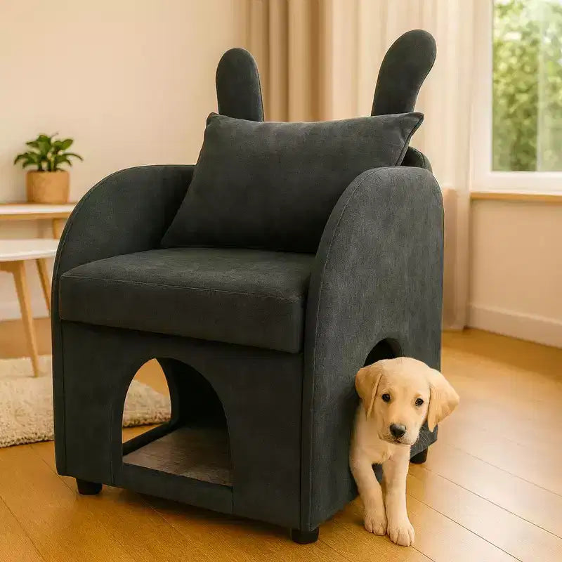 Fauteuil Okak en forme d'oreille de lapin, avec cachette intégrée pour chats et chiens, canapé-lit simple pour animaux de compagnie, pour chambre à coucher et salon.