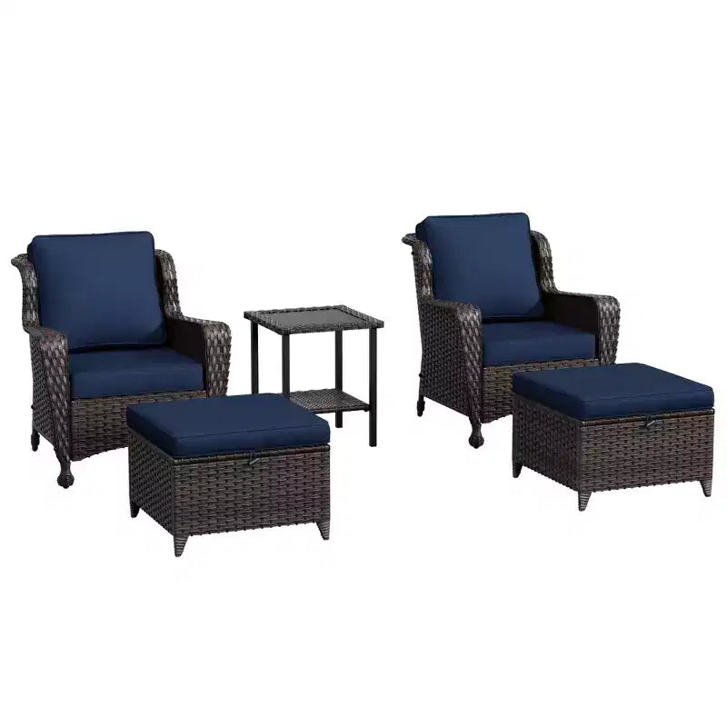 Ensemble de conversation en rotin de 5 pièces pour patio UPTIOT avec table d'appoint