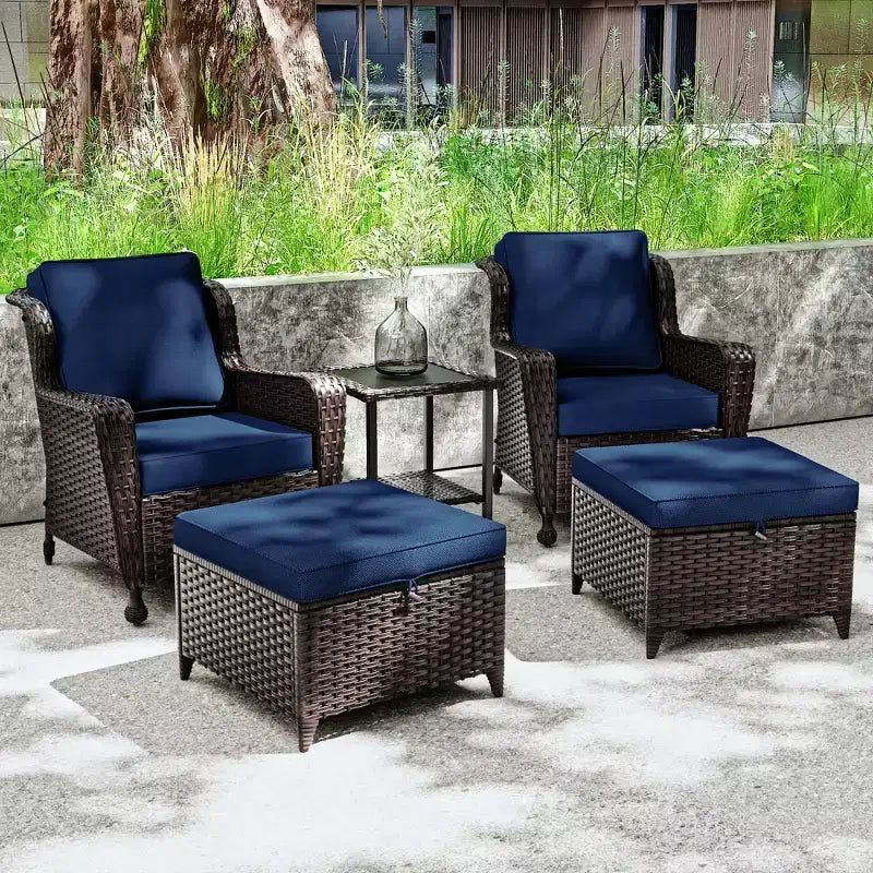 Ensemble de conversation en rotin de 5 pièces pour patio UPTIOT avec table d'appoint
