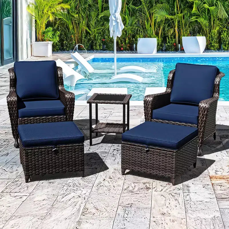 Ensemble de conversation en rotin de 5 pièces pour patio UPTIOT avec table d'appoint