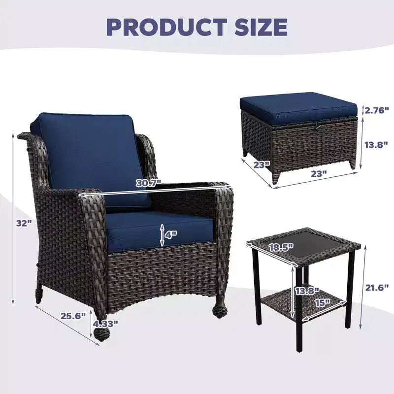 Ensemble de conversation en rotin de 5 pièces pour patio UPTIOT avec table d'appoint