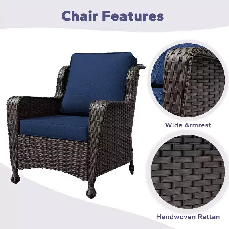 Ensemble de conversation en rotin de 5 pièces pour patio UPTIOT avec table d'appoint