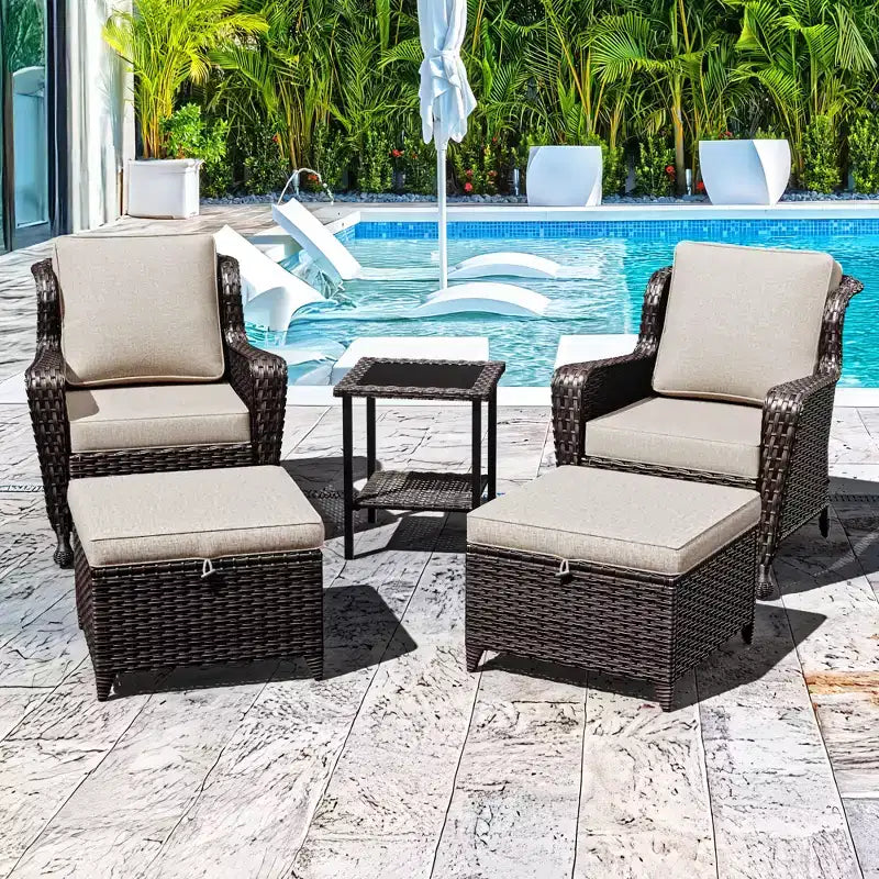Ensemble de conversation en rotin de 5 pièces pour patio UPTIOT avec table d'appoint
