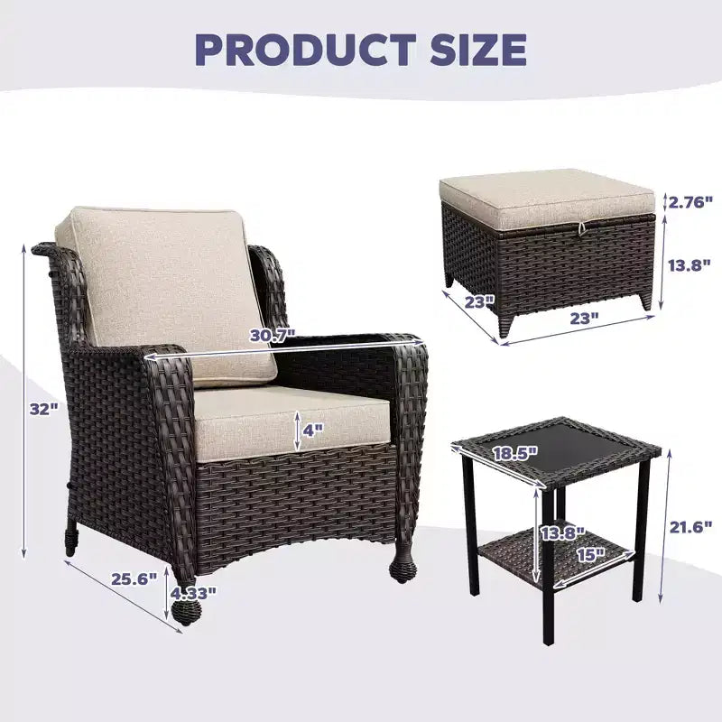 Ensemble de conversation en rotin de 5 pièces pour patio UPTIOT avec table d'appoint