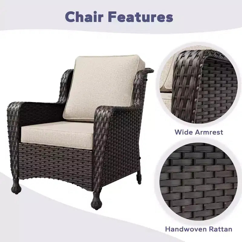 Ensemble de conversation en rotin de 5 pièces pour patio UPTIOT avec table d'appoint