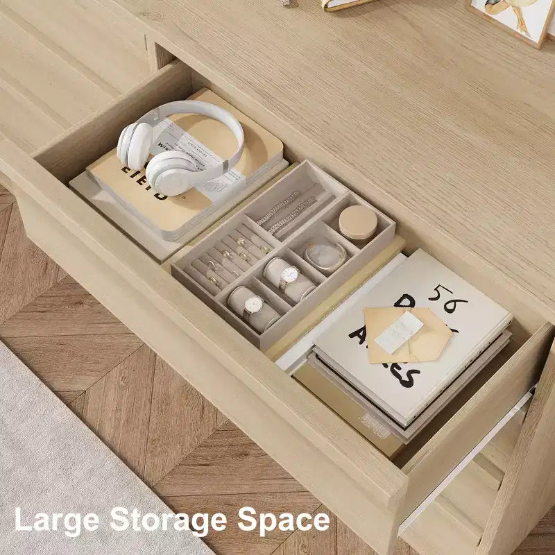 Commode 8 tiroirs pour chambre à coucher, 137 cm de large, chêne naturel, grand espace de rangement, organiseur de commode en bois pour salon, chambre d'enfant, entrée