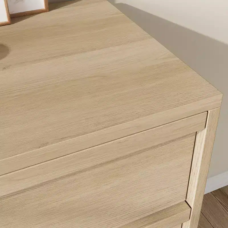 Commode 8 tiroirs pour chambre à coucher, 137 cm de large, chêne naturel, grand espace de rangement, organiseur de commode en bois pour salon, chambre d'enfant, entrée